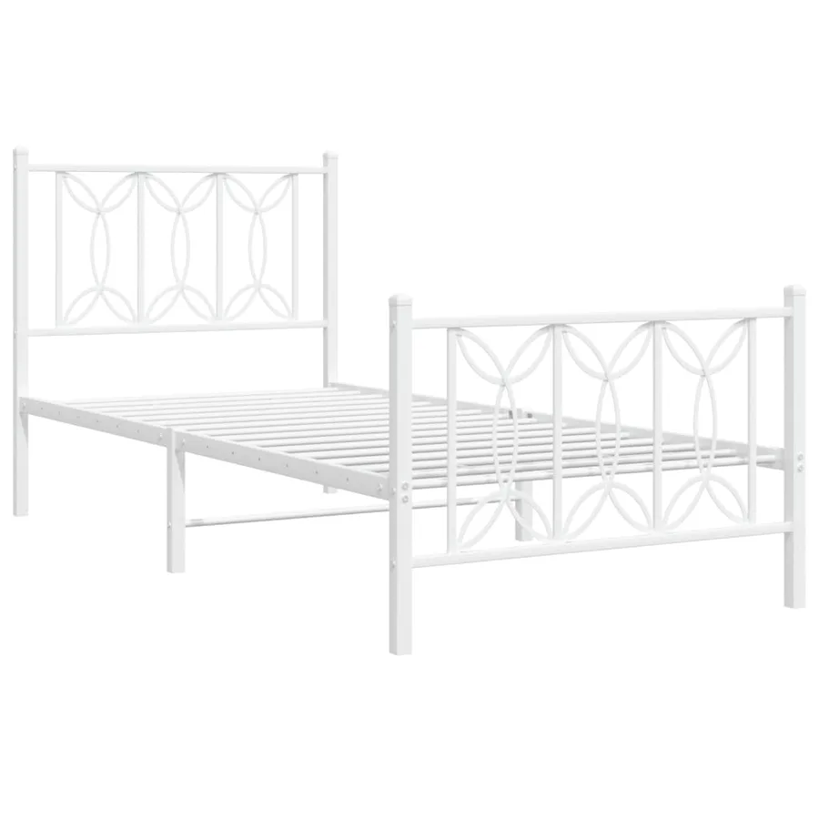 Cadre de lit métal sans matelas avec pied de lit blanc 80x200cm - 3