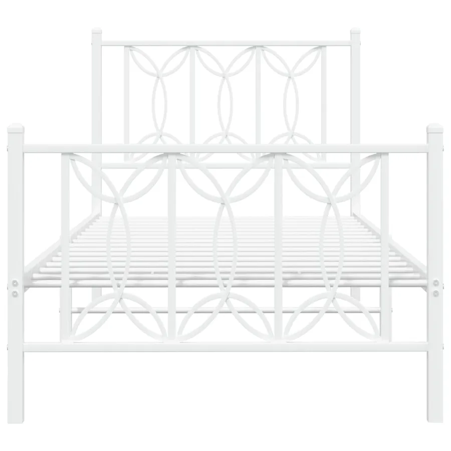 Cadre de lit métal sans matelas avec pied de lit blanc 80x200cm - 4