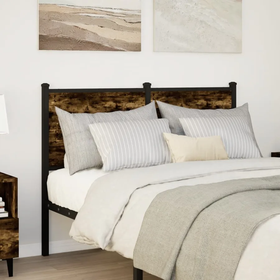 Tête de lit de remplacement chêne fumé 120 cm bois d'ingénierie et acier - 2