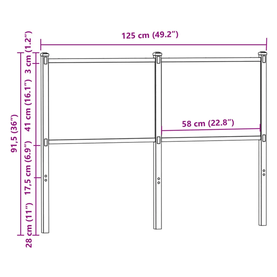 Tête de lit de remplacement chêne fumé 120 cm bois d'ingénierie et acier - 7