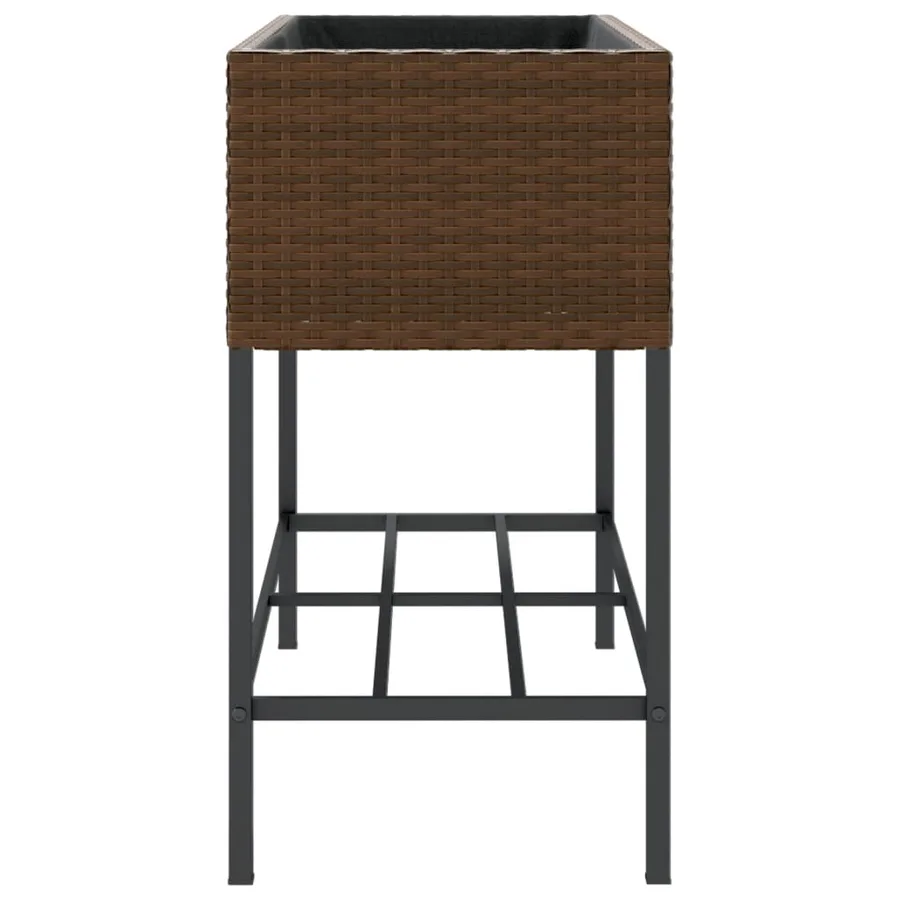 Jardinière avec étagère marron résine tressée - 6
