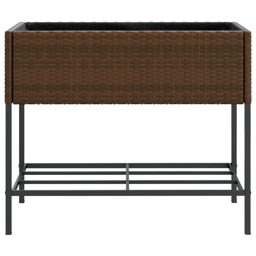 Jardinières avec étagère 2 pcs brun 90x40x75 cm résine tressée - 6