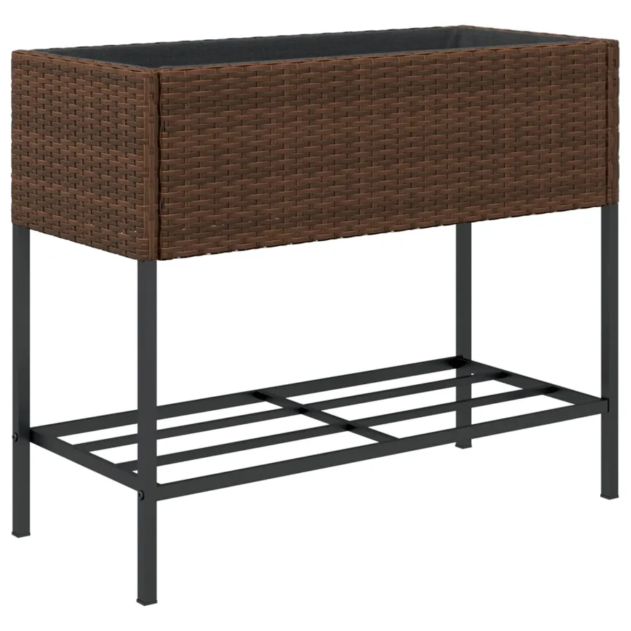 Jardinières avec étagère 2 pcs brun 90x40x75 cm résine tressée - 8