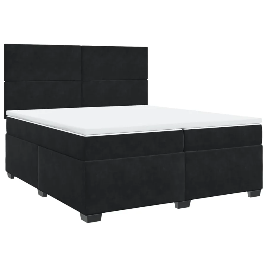 Sommier à lattes de lit et matelas Noir 200x200 cm Velours - 2