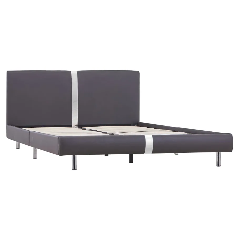 Cadre de lit sans matelas gris similicuir 140x200 cm - 2