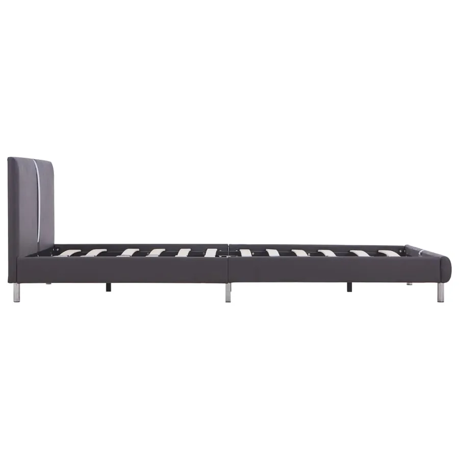 Cadre de lit sans matelas gris similicuir 140x200 cm - 4