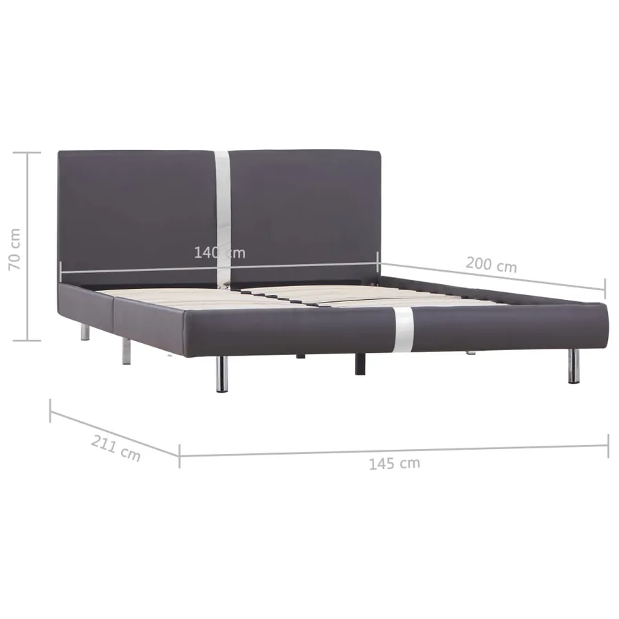 Cadre de lit sans matelas gris similicuir 140x200 cm - 6