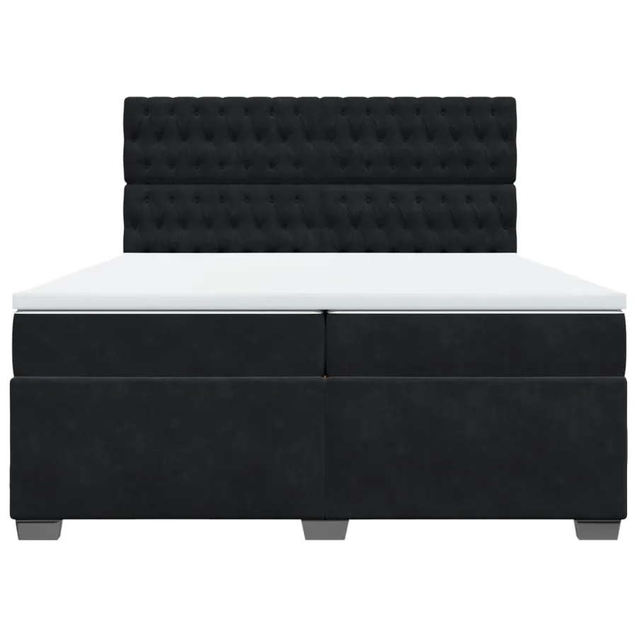 Sommier à lattes de lit et matelas Noir 200x200 cm Velours - 4