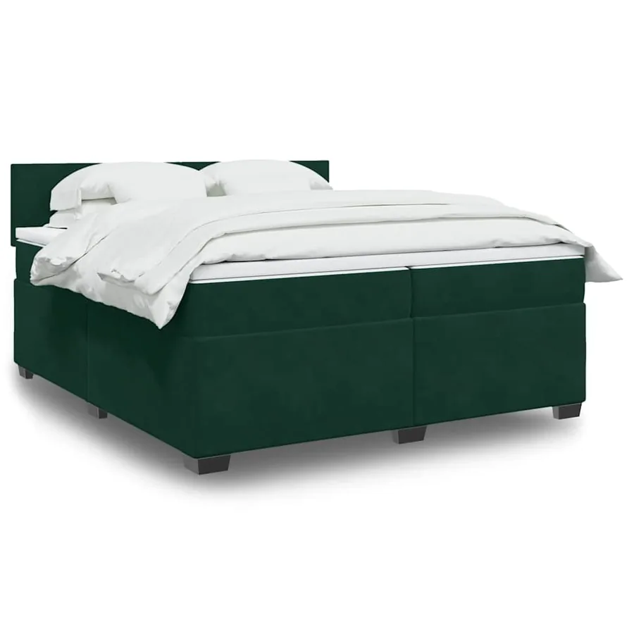 Sommier à lattes de lit et matelas Vert foncé 200x200cm Velours