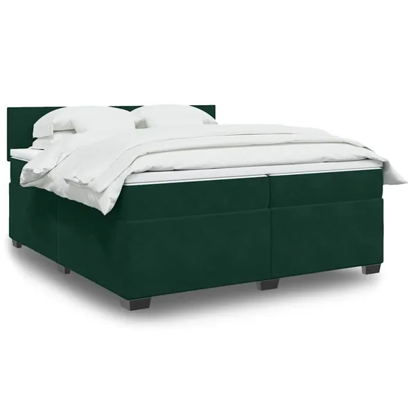 Sommier à lattes de lit et matelas Vert foncé 200x200cm Velours