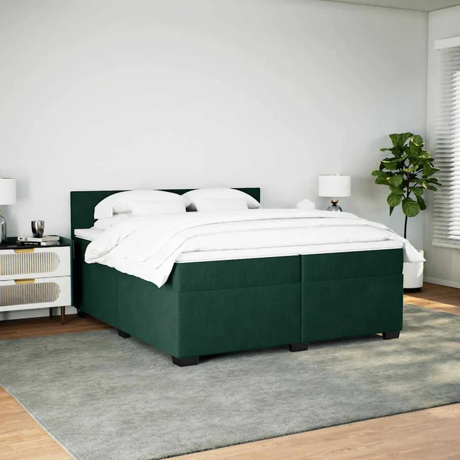 Sommier à lattes de lit et matelas Vert foncé 200x200cm Velours - 5