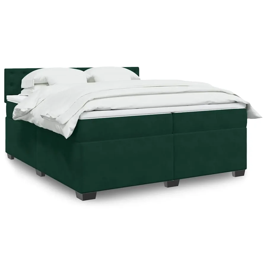 Sommier à lattes de lit et matelas Vert foncé 200x200cm Velours