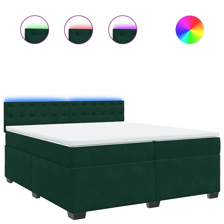 Sommier à lattes de lit et matelas Vert foncé 200x200cm Velours - 2