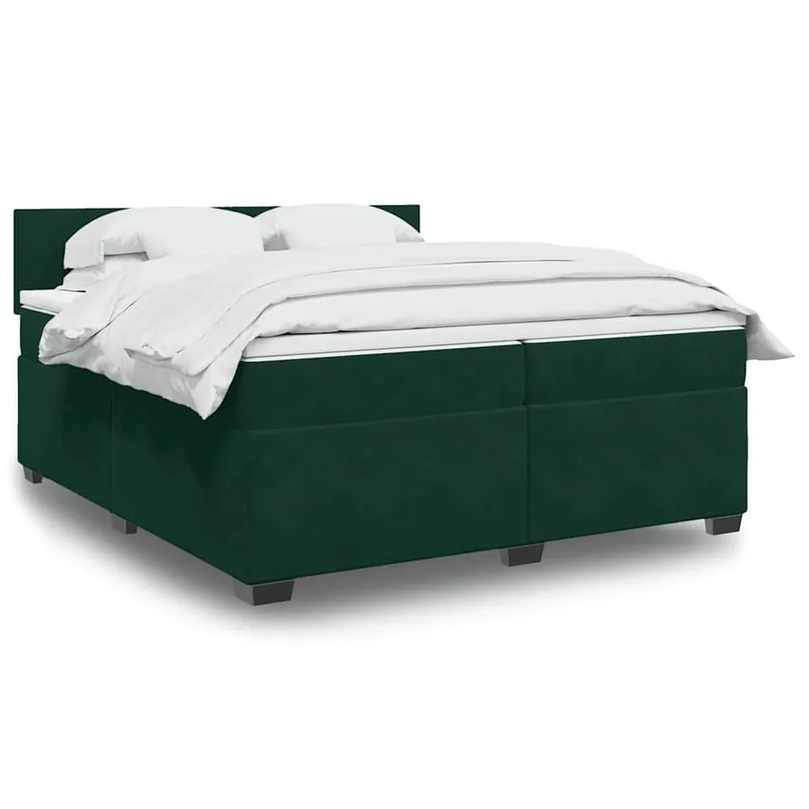 Sommier à lattes de lit et matelas Vert foncé 200x200cm Velours