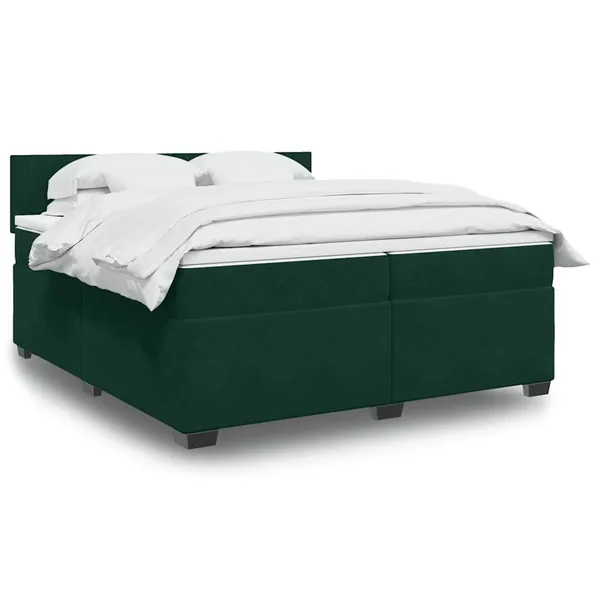 Sommier à lattes de lit et matelas Vert foncé 200x200cm Velours