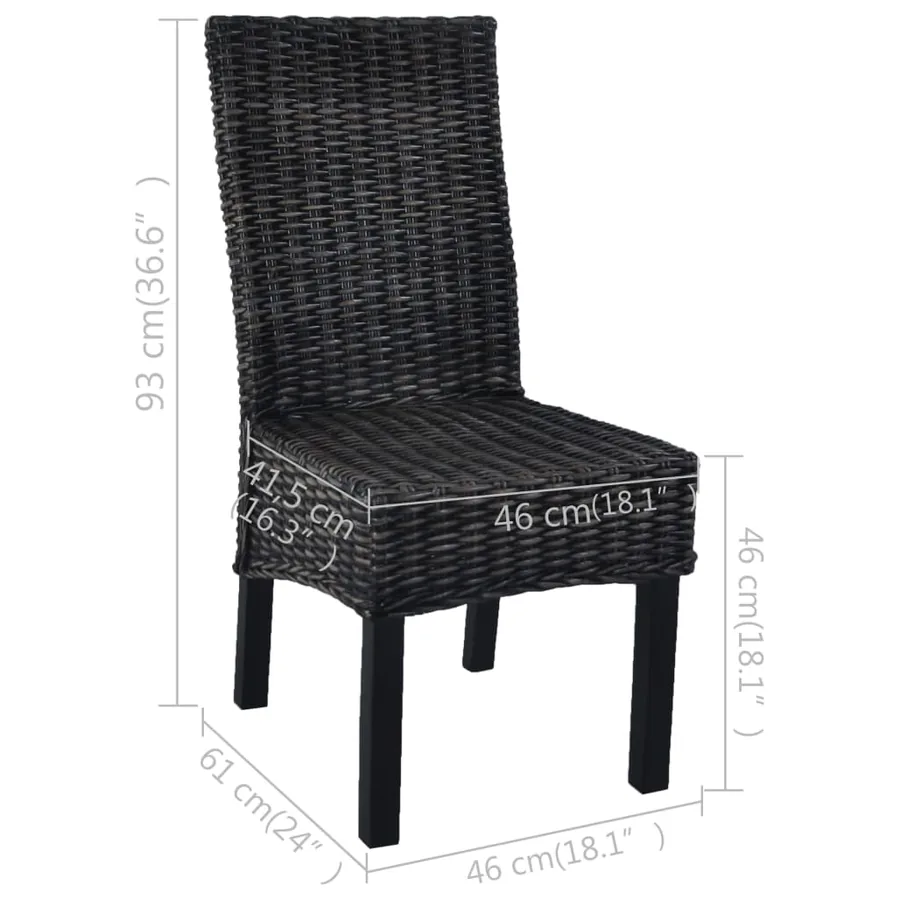 Chaises à manger lot de 4 noir rotin Kubu et bois de manguier - 8