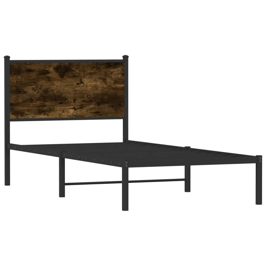 Cadre de lit en métal sans matelas chêne fumé 80x200 cm - 3