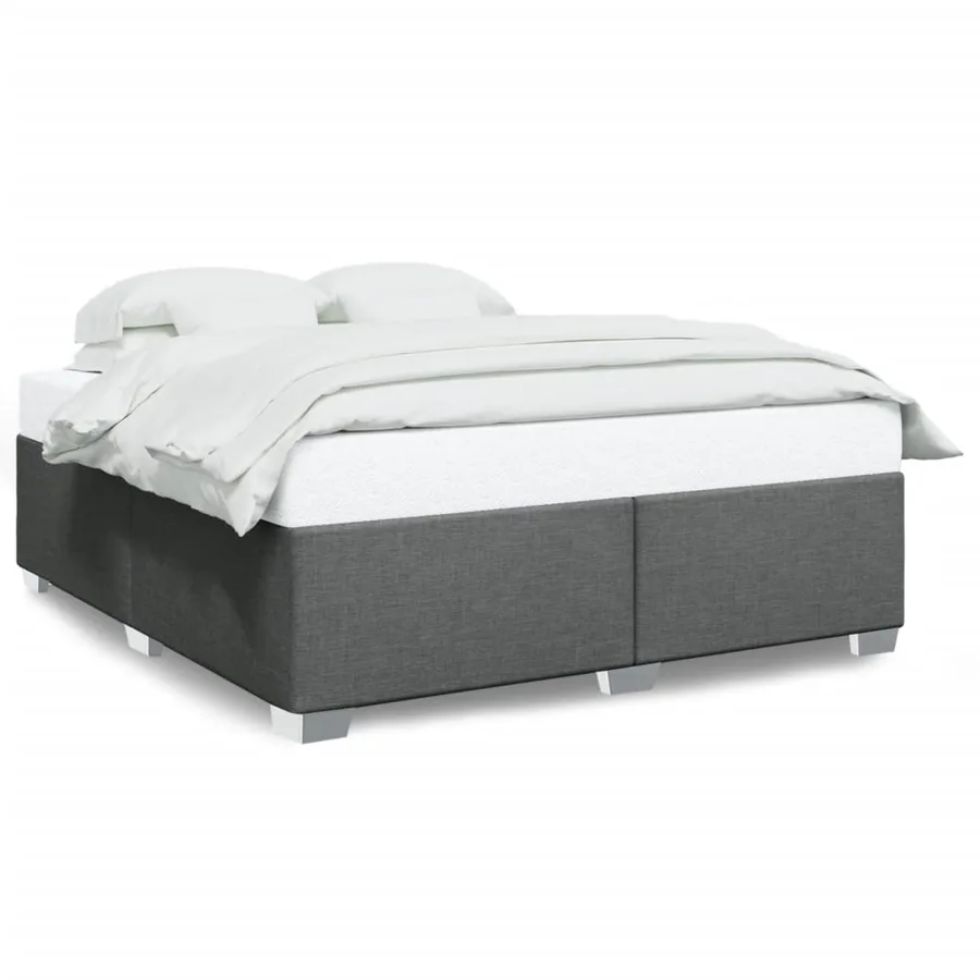 Cadre de lit sans matelas gris foncé 200x200 cm tissu - 2