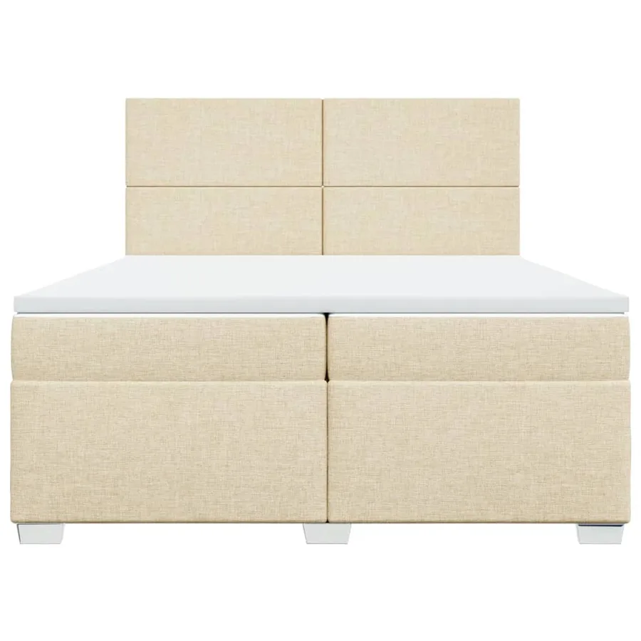 Sommier à lattes de lit avec matelas Crème 200x200 cm Tissu - 4