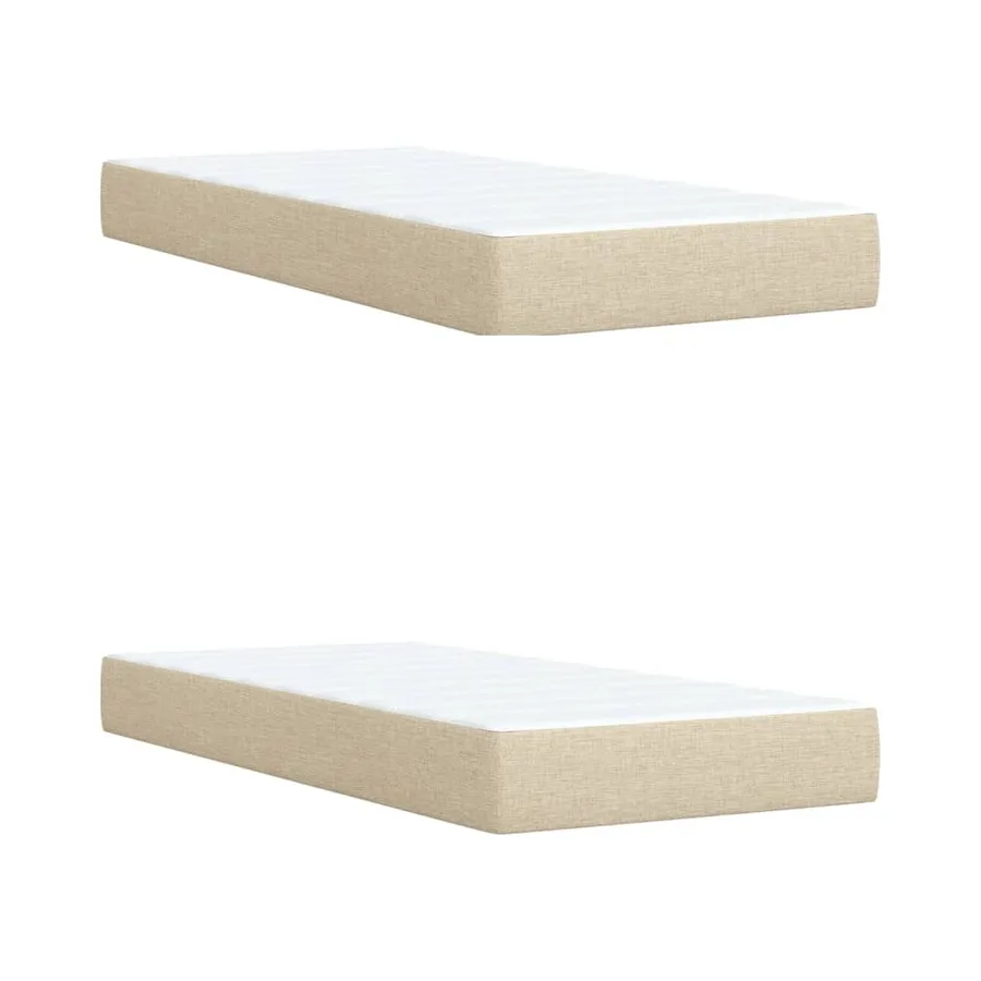 Sommier à lattes de lit avec matelas Crème 200x200 cm Tissu - 6