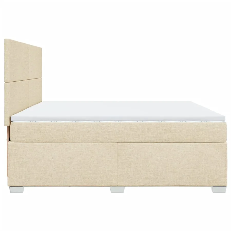 Sommier à lattes de lit avec matelas Crème 200x200 cm Tissu - 9