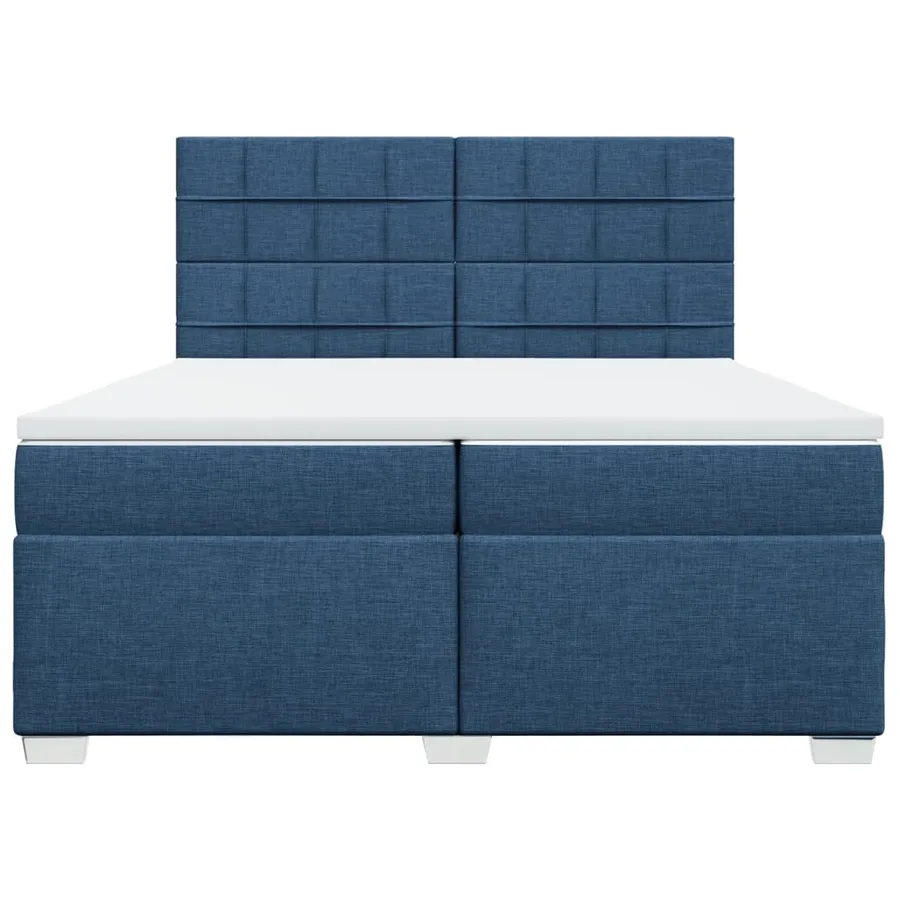 Sommier à lattes de lit avec matelas Bleu 200x200 cm Tissu - 4