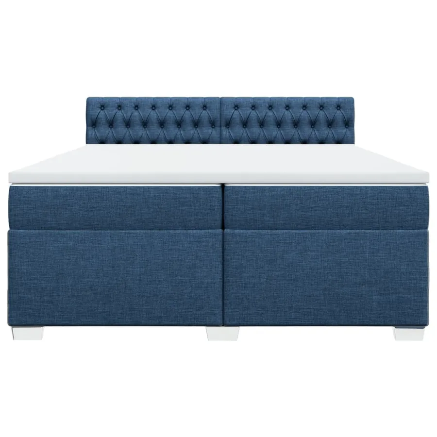 Sommier à lattes de lit avec matelas Bleu 200x200 cm Tissu - 6