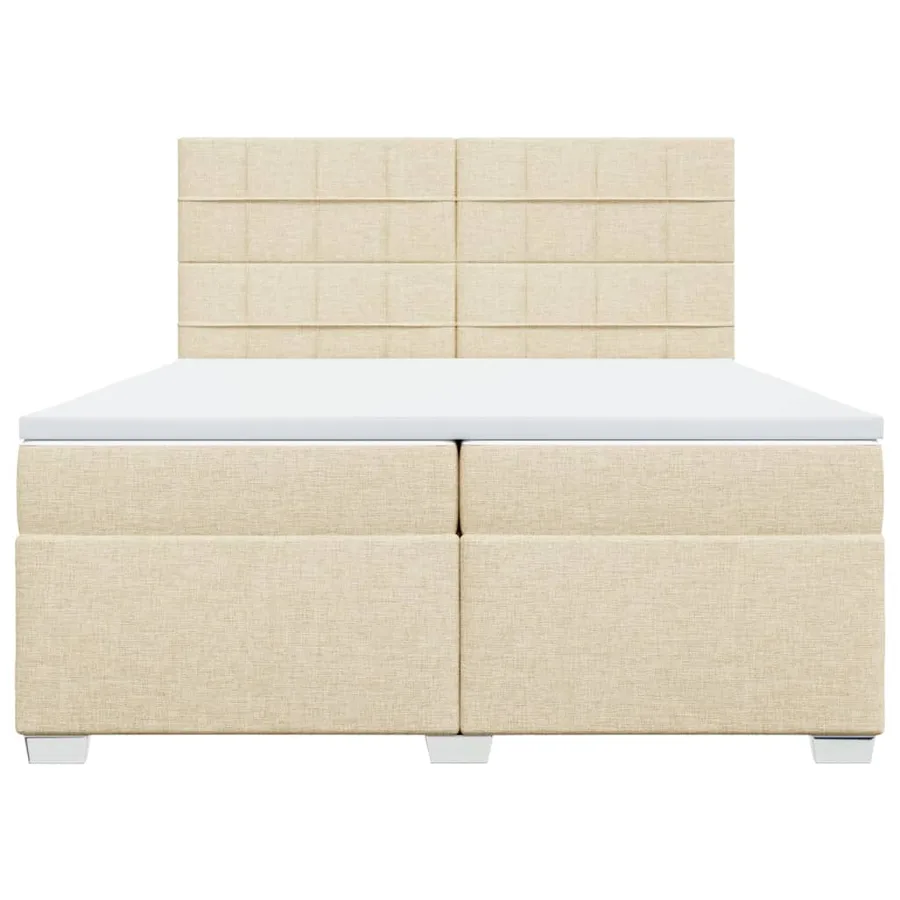 Sommier à lattes de lit avec matelas Crème 200x200 cm Tissu - 6