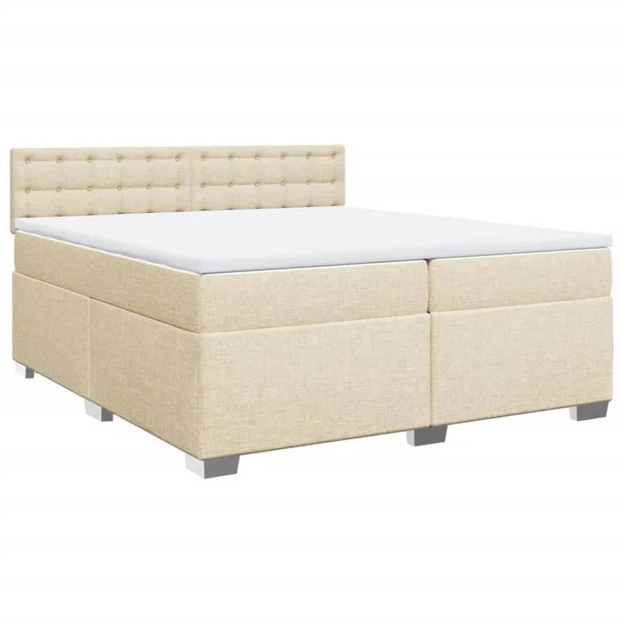 Sommier à lattes de lit avec matelas Crème 200x200 cm Tissu - 2