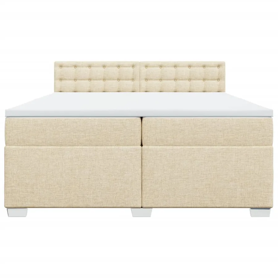 Sommier à lattes de lit avec matelas Crème 200x200 cm Tissu - 4