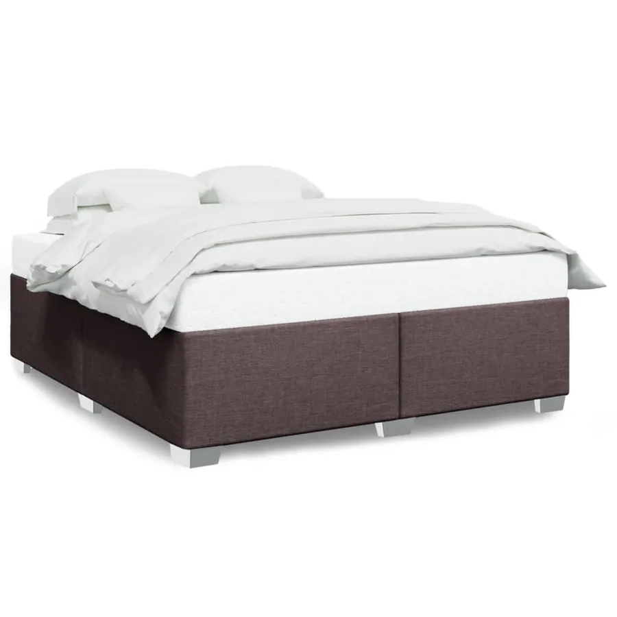 Cadre de lit sans matelas marron foncé 200x200 cm tissu - 2