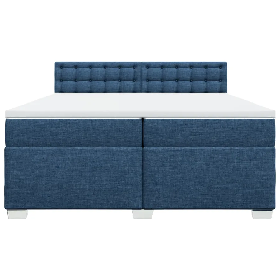 Sommier à lattes de lit avec matelas Bleu 200x200 cm Tissu - 6