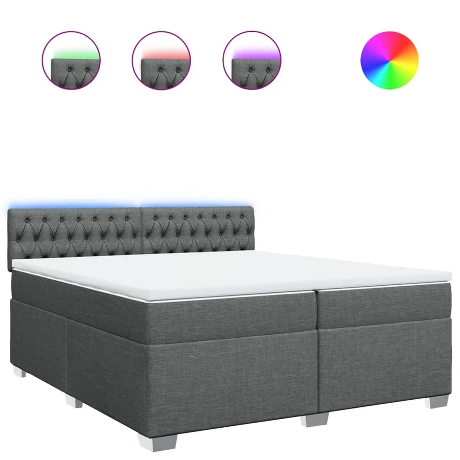 Sommier à lattes de lit avec matelas Gris foncé 200x200cm Tissu - 2