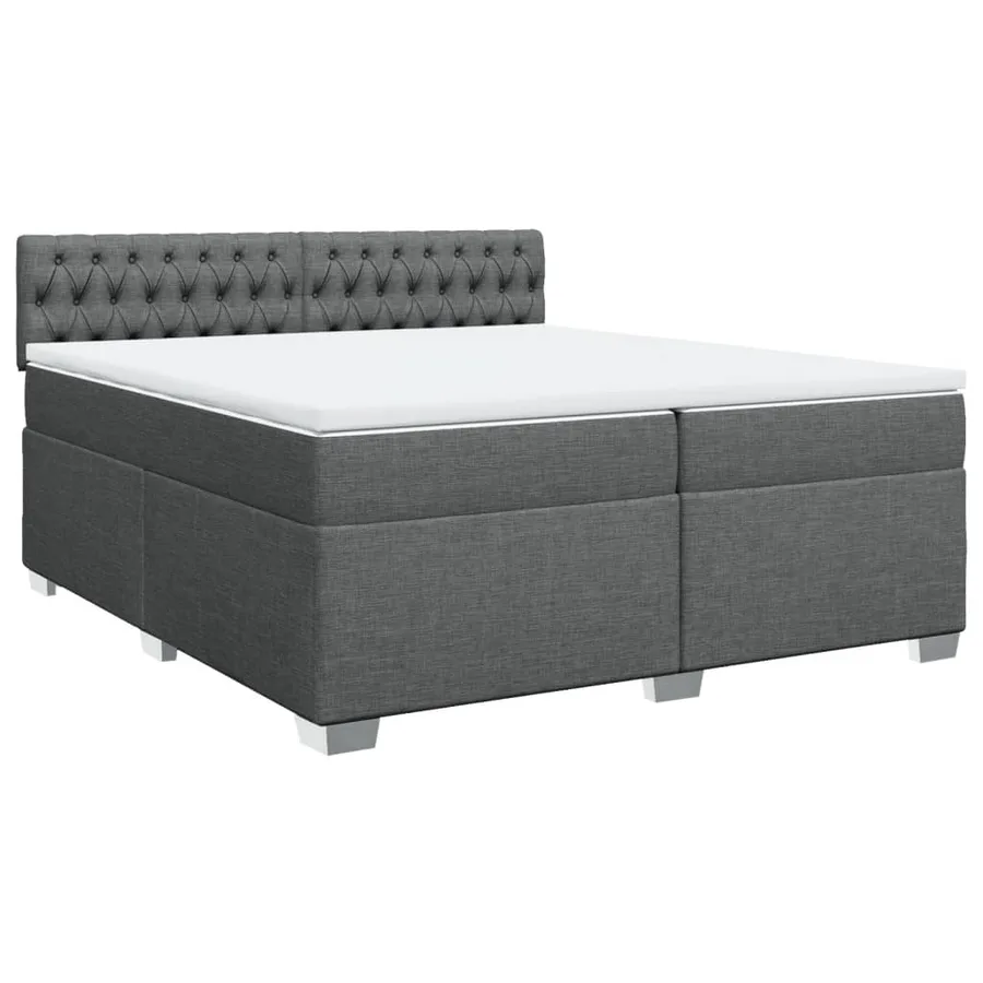 Sommier à lattes de lit avec matelas Gris foncé 200x200cm Tissu - 3