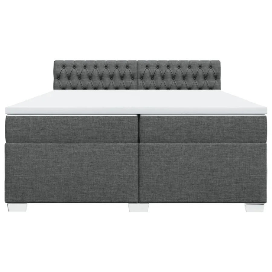 Sommier à lattes de lit avec matelas Gris foncé 200x200cm Tissu - 6