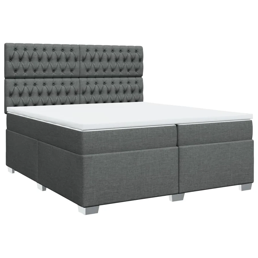 Sommier à lattes de lit avec matelas Gris foncé 200x200cm Tissu - 2