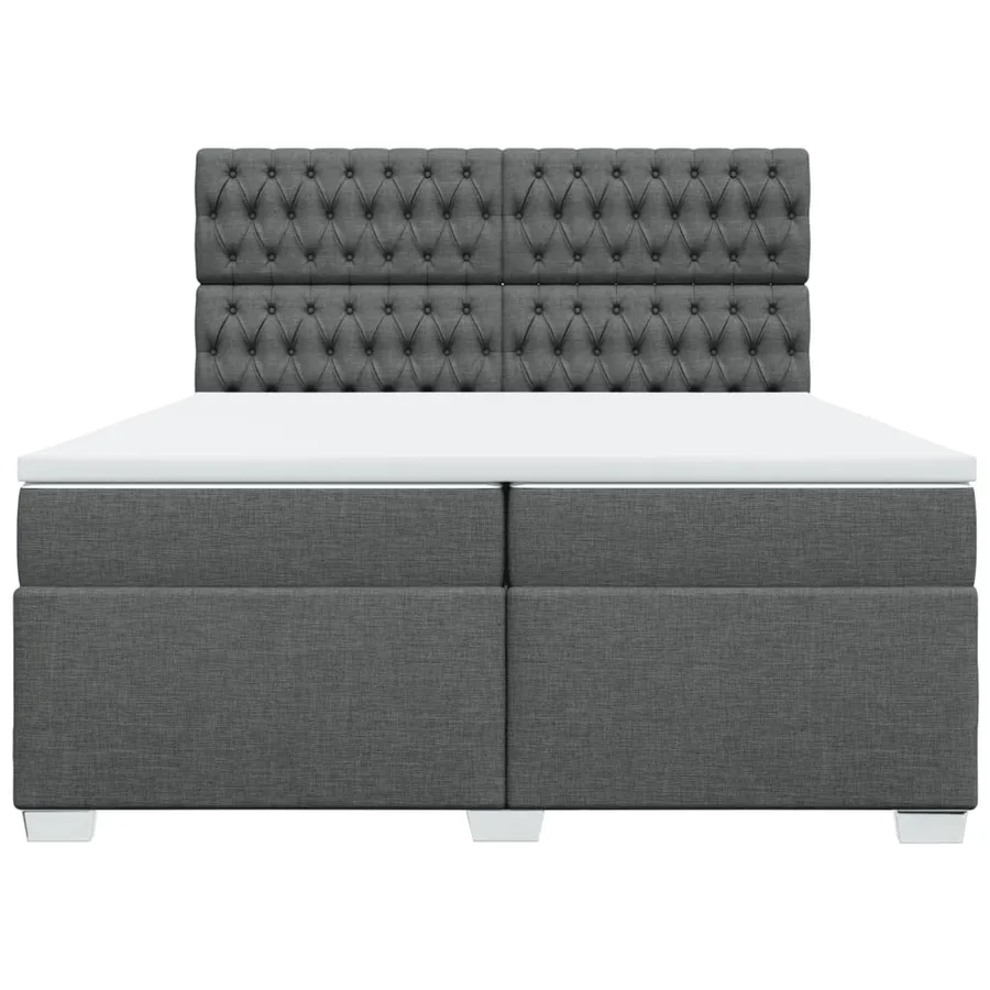 Sommier à lattes de lit avec matelas Gris foncé 200x200cm Tissu - 4