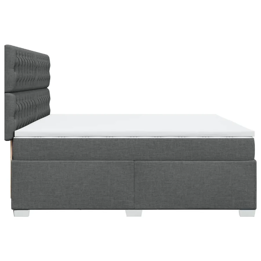 Sommier à lattes de lit avec matelas Gris foncé 200x200cm Tissu - 9