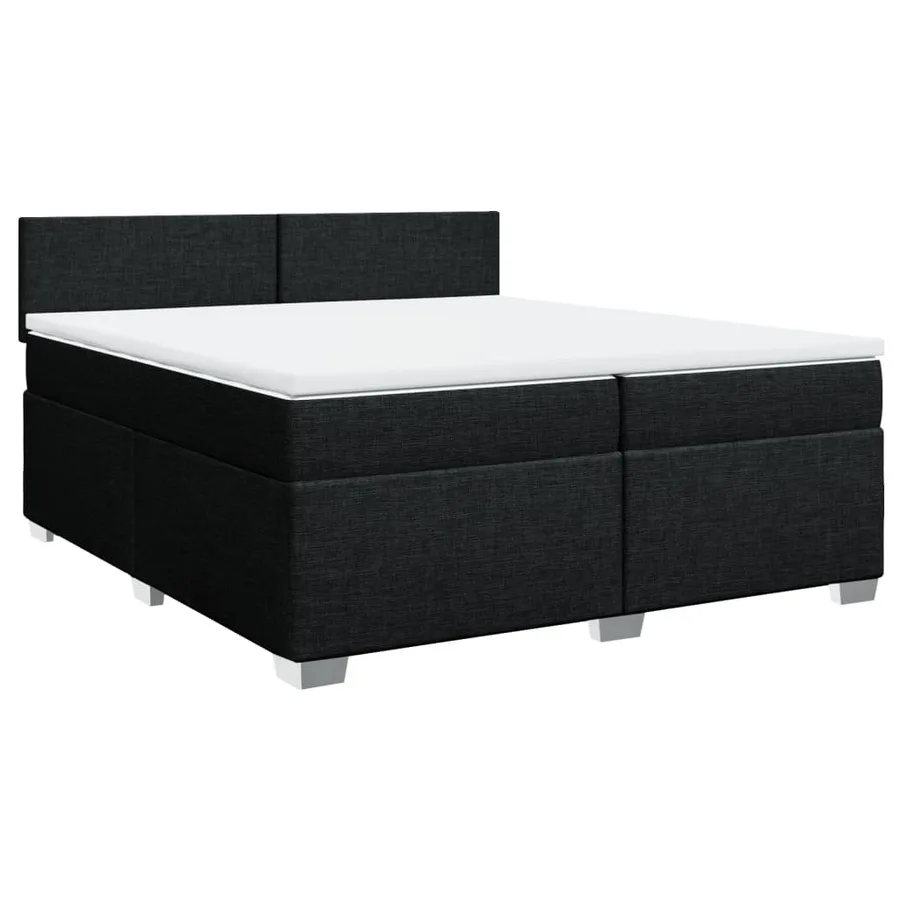 Sommier à lattes de lit avec matelas Noir 200x200 cm Tissu - 2
