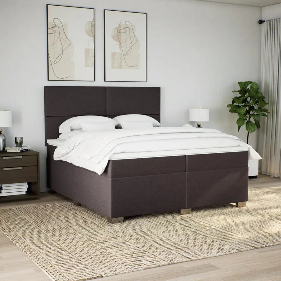Sommier à lattes de lit avec matelas Marron foncé 200x200 cm - 3