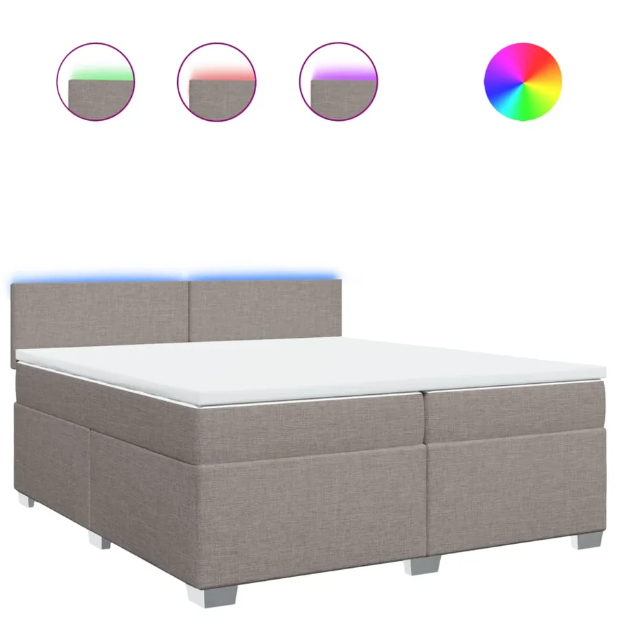 Sommier à lattes de lit avec matelas Taupe 200x200 cm Tissu - 2
