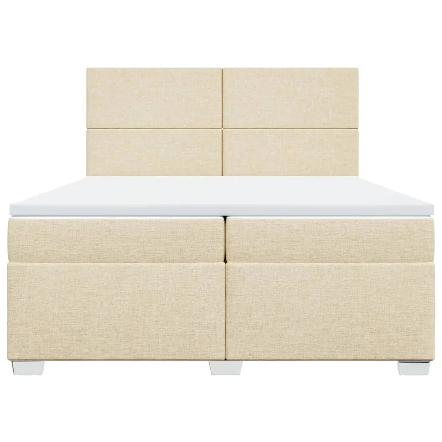 Sommier à lattes de lit avec matelas Crème 200x200 cm Tissu - 6
