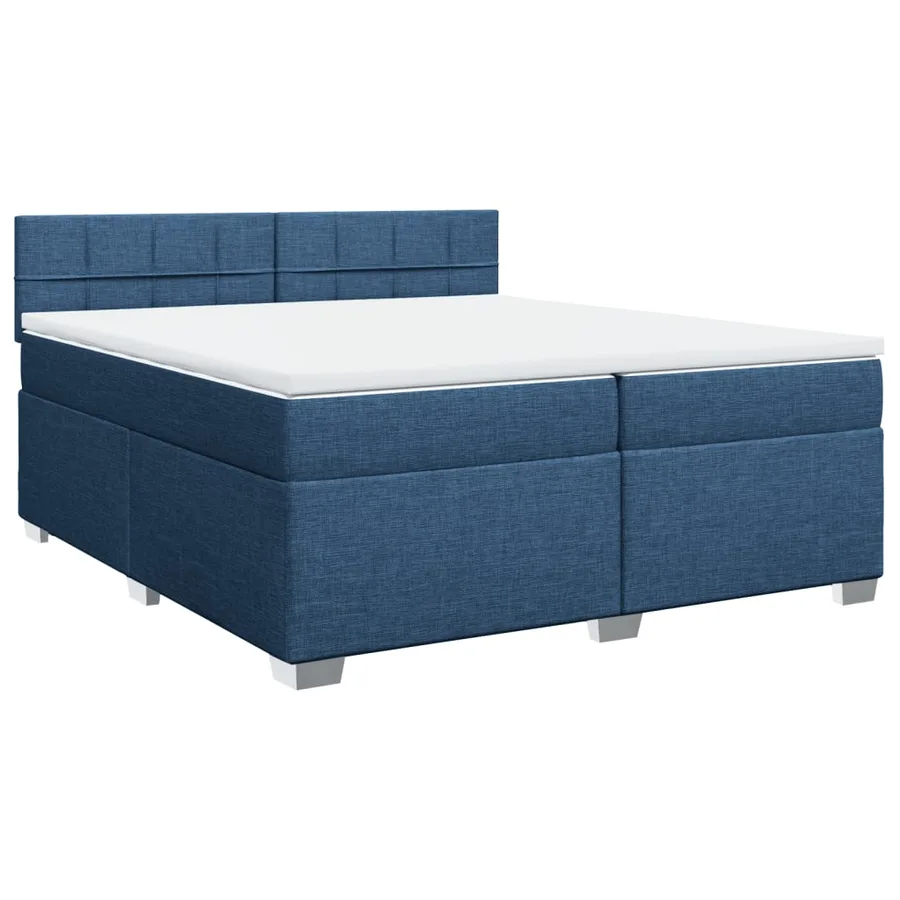 Sommier à lattes de lit avec matelas Bleu 200x200 cm Tissu - 3