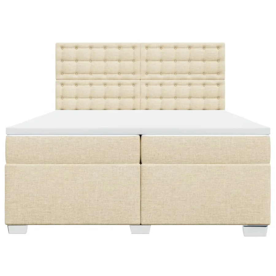 Sommier à lattes de lit avec matelas Crème 200x200 cm Tissu - 6