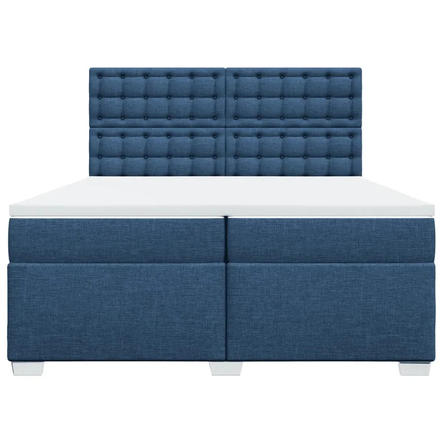 Sommier à lattes de lit avec matelas Bleu 200x200 cm Tissu - 4