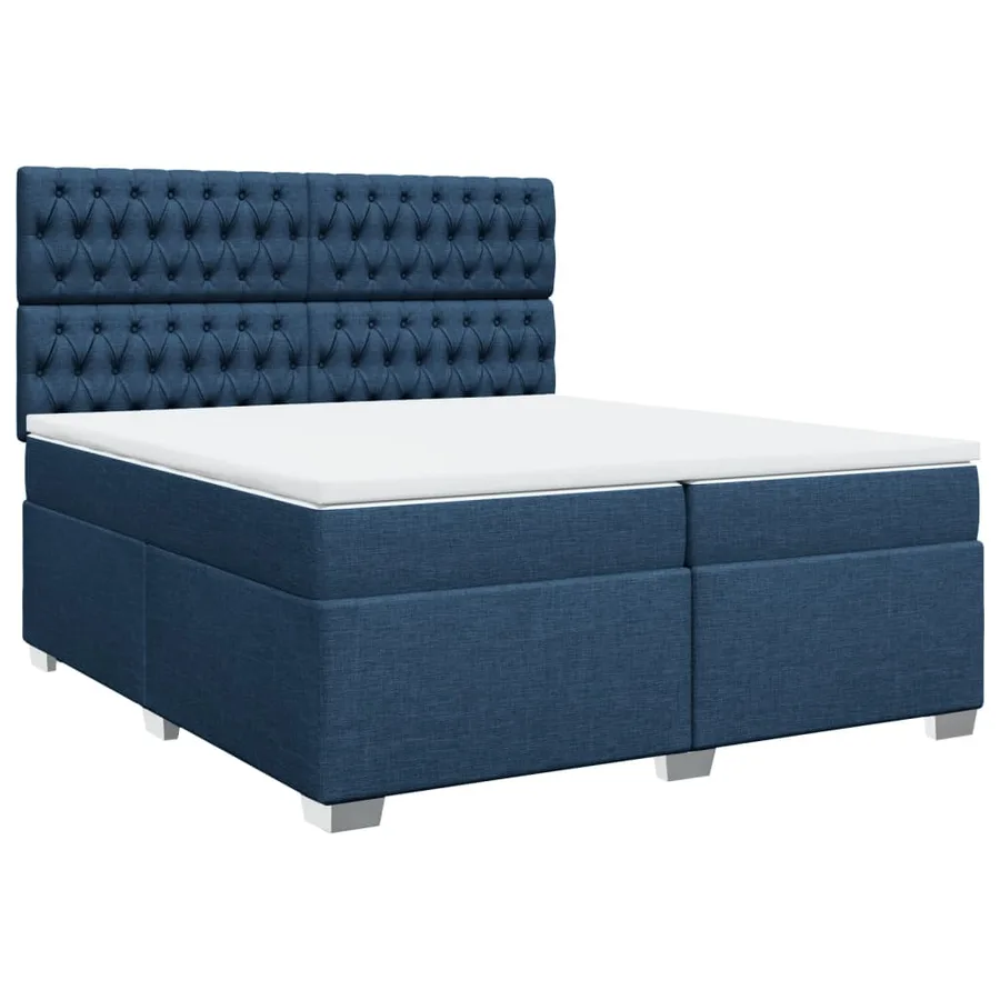 Sommier à lattes de lit avec matelas Bleu 200x200 cm Tissu - 2