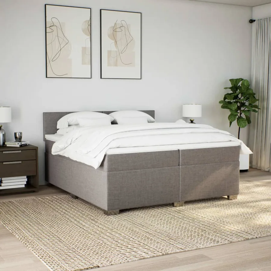 Sommier à lattes de lit avec matelas Taupe 200x200 cm Tissu - 3