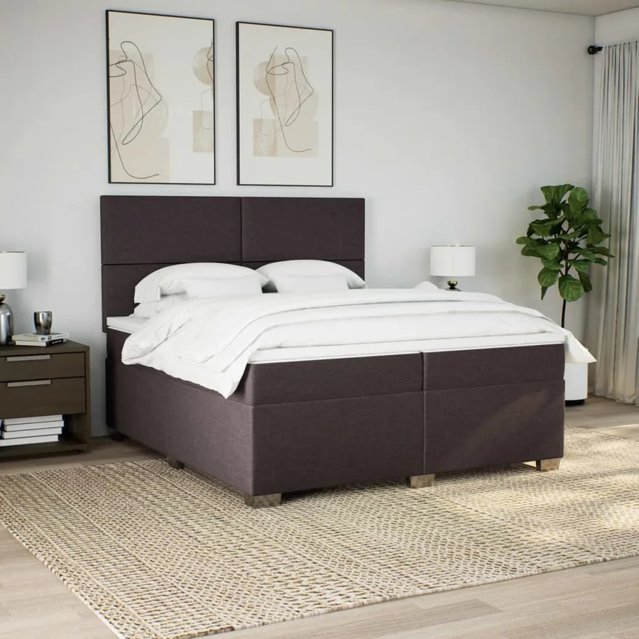 Sommier à lattes de lit avec matelas Marron foncé 200x200 cm - 4