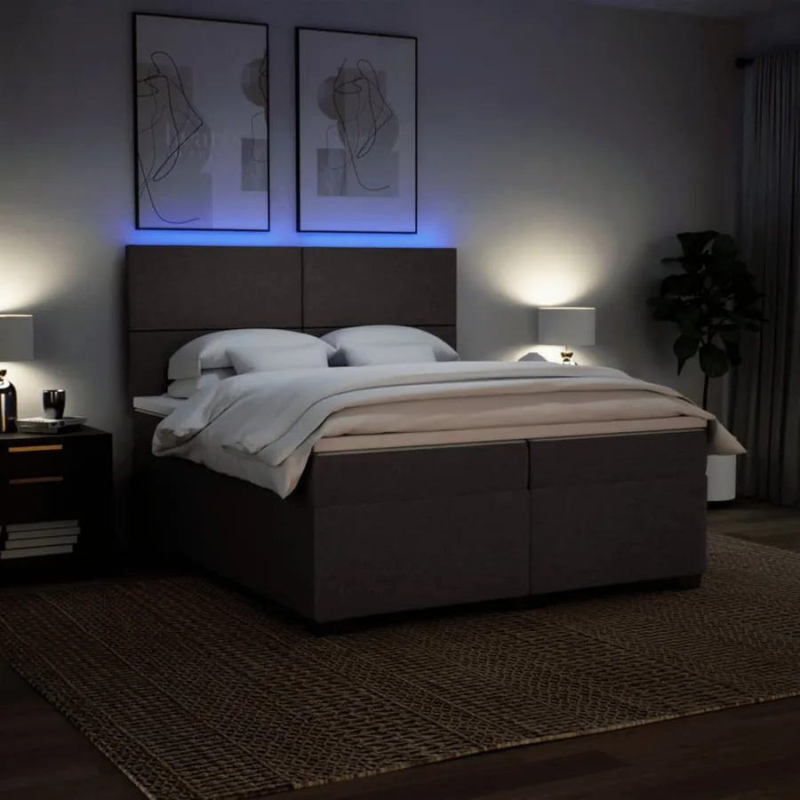 Sommier à lattes de lit avec matelas Marron foncé 200x200 cm - 5