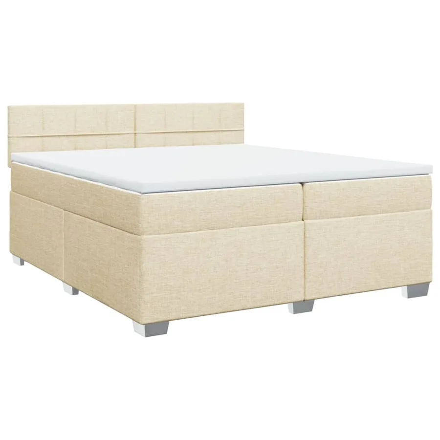 Sommier à lattes de lit avec matelas Crème 200x200 cm Tissu - 2